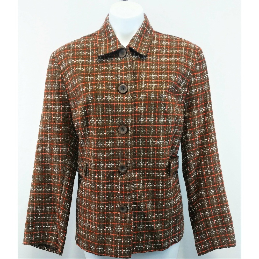 Southern Lady Women‎ Blazer, Size 14, gold metallic, brown, acrylic blend